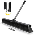 Masthome 24.8" Push Broom Heavy Duty Outdoor Stiff Bristle for Garage&Patio | 6-Layer Stiff Bristles|45° Angled Joint|Adjustable 47.2-56.9" Handle|Patio Garage Yard Concrete Cleaner|Non-Slip Rust Grip - color: Push Broom-black