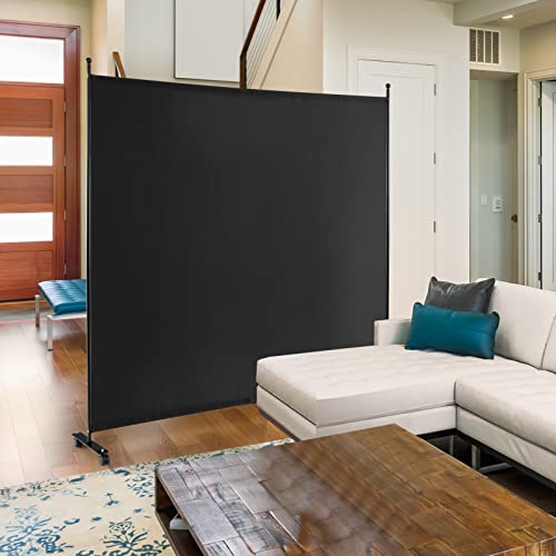 Giantex 73" x 73" Single Panel Room Divider with Wheels, Black | Mobile Privacy Screen with Lockable Casters, Rolling Fabric Partition Wall for Home, Office, Studio - color: Black, size: 73''W x 73''H (1 Panel)