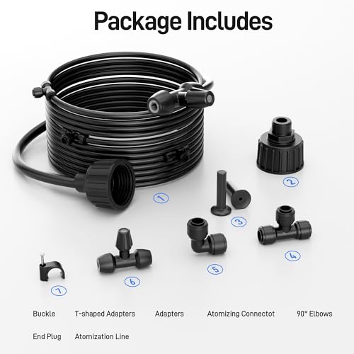 75FT Misters for Outside Patio – 2026 4th Gen Upgraded 27 Mist Nozzles Outdoor Misting System with Mister Kit and Gazebo Mister System for Garden Backyard Deck Greenhouse - size: 75ft