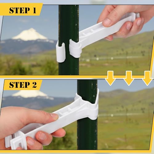 Pangda 200 Pcs 5 inch Snap Type Insulator Electric Fence T Post Insulators Extended Snug Fitting T Post Electric Fence Wire Clips for Agricultural and Ranchers (White) - color: White