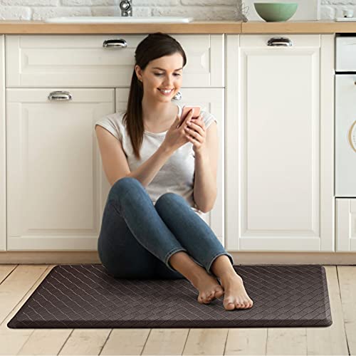 HappyTrends Kitchen Mat Cushioned Anti-Fatigue Kitchen Rug,17.3"x39",Thick Waterproof Non-Slip Kitchen Mats and Rugs Heavy Duty Ergonomic Comfort Rug for Kitchen,Floor,Office,Laundry,Chocolate | Thick,Soft and Waterproof Non-Slip Mats and Rugs Heavy Duty