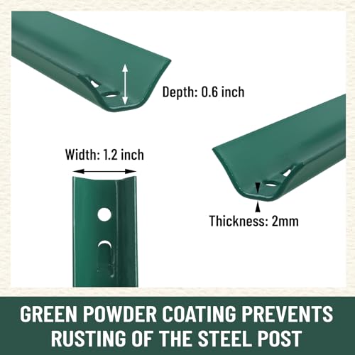 10-Pack 3 Feet Heavy-Duty Metal U Fence Posts for Wire Fencing | No-Dig Design · Powder-Coated Steel · For Garden, Yard & Animal Barrier - size: 3 Feet