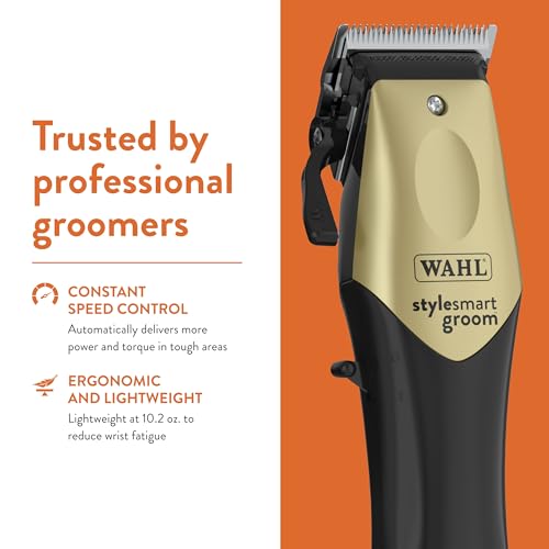 WAHL Professional Animal StyleSmart Cordless Clipper Kit for Pet, Dog & Cat Grooming (#70007) - Dog, Cat & Horse Grooming Supplies - Pet Hair Trimmer - with Guide Combs & Blade - Gold
