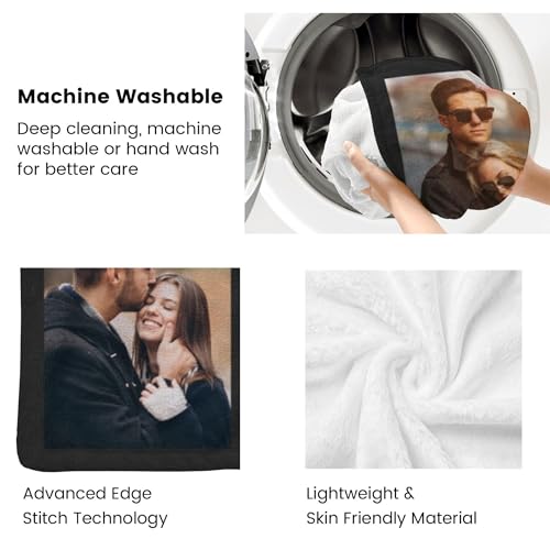 inkArts Custom Blanket Throws with Photos Text Personalized with Picture Customizable, Customize for Mom, Dad, Couple, Girlfriend, Boyfriend, Husband & Wife - color: Ten Photo