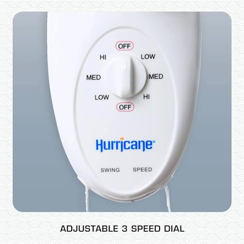 Hurricane Supreme 90-Degree Oscillating Wall Fan, 3 Speeds, White - 12in | Quiet Operation - Wall Mount Corded Electric Air Cooling Unit with Adjustable Tilt & Pull Cords for Home, Garage & Workshop - style: 12" Supreme
