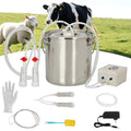 7L 2-in-1 Milking Machine for Goats and Cows, Electric Goat and Cow Milking Machine, Battery Powered Pulsation Vacuum Pump, Portable Rechargeable Milker, Stainless Steel Bucket with 4 Teat Cups