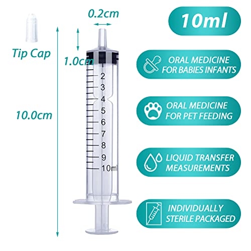 10 Pack 10ml Syringe for Liquid, Oral, Scientific Labs, Measurement, Dispensing, with Cap, 10cc Syringes - style: 10 ml
