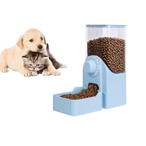 Hanging Automatic Pet Food Dispenser, 54oz Large Capacity Pet Feeder, Auto Gravity Cage Hanging Food Bowl for Small Dog Cat Rabbit Ferret Guinea Pig Hedgehog Chinchillas (Blue) - color: Blue
