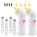 Kitten Nursing Nipple with Syringe, Wide Mouth Angled Puppy Feeding Bottles, with Ventilation Valve Resistant Tearing for Puppies, Kittens, Rabbit, Small Wildlife (L Nipple,Yellow) - color: Yellow, size: Model 3