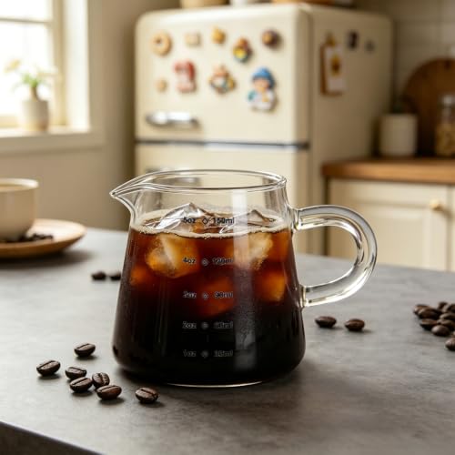 150ml/250ml High Borosilicate Glass Measuring Creamer Pitcher with Scale, Clear Glass Milk Cup for Coffee, Espresso, Milk, Baking and Kitchen