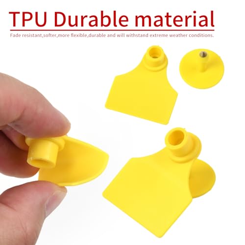 500pcs Farm Animal Ear Tags Numbered 001-500 Livestock Identification for Cattle Cows Hogs Pigs Sheep Goats (500, Medium-Yellow) - color: Medium-yellow