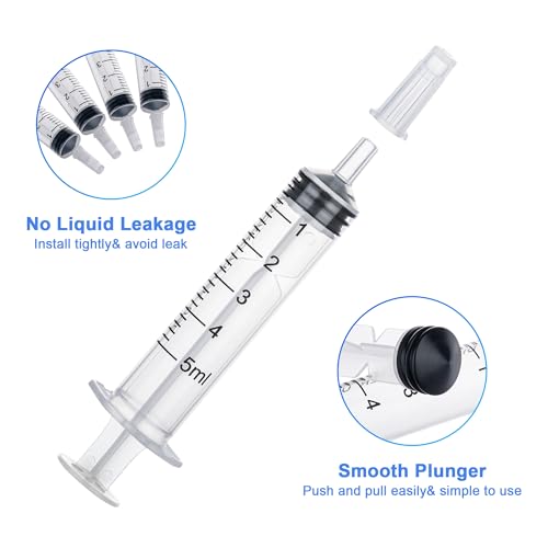 12Pack 5ml Syringes Without Needle for Liquid, Plastic Syringes with Cap for Feeding Pets, Measuring, Refilling, Oil, Individually Sealed - style: 5ML