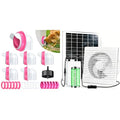 Chicken Feeder Port 6 Pack Pink, Solar Fan for Chicken Coop with Battery