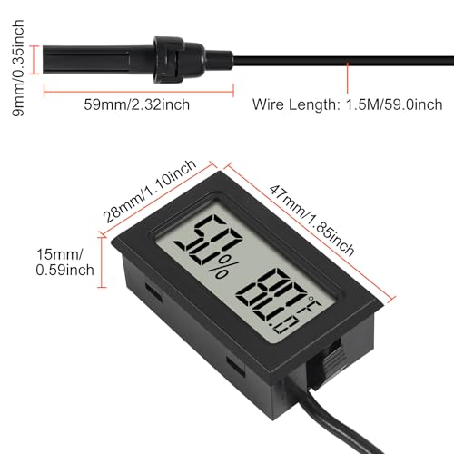 6Pcs Mini Digital Thermometer Hygrometer Gauge with Probe Sensor LCD Display Meter Indoor Temperature Humidity Fahrenheit Meter for Incubator Reptile Plant Tank Garden ℉ - size: 6 pcs