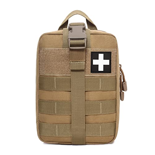 Molle Pouch, Sturdy 600D Nylon Tactical Medical Pouch,Rip-Away EMT First Aid Pouch (Bag Only) - color: tan