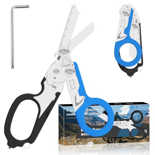 6-in-1 Heavy-Duty Emergency trauma shears (blue black) - color: Blue Black