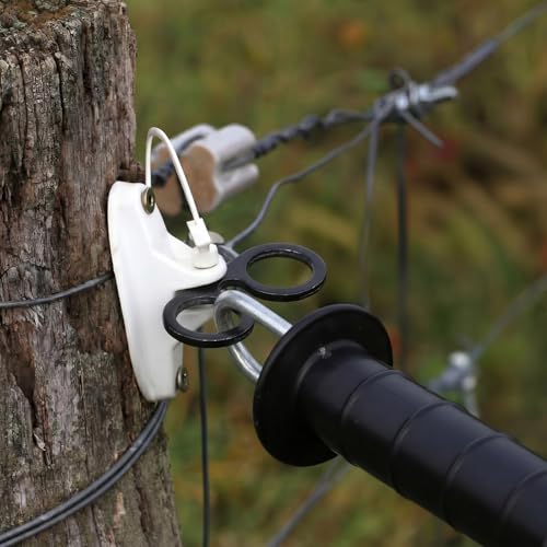 25 Pcs T-Post Electric Fence Gate Hook Heavy Duty Eyelet Set, Pin-Lock Insulator Gate Connector for High Tensile Ranch Farm and Property Fencing (Black) - color: Black
