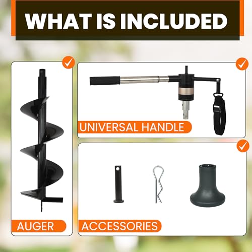 Auger Post Hole Digger 10" Wide 32" Deep - Earth Auger - Trench Digger - Hole Digger Tool for Fence Posts - Electric Post Hole Digger Handles - style: 10" X 32"