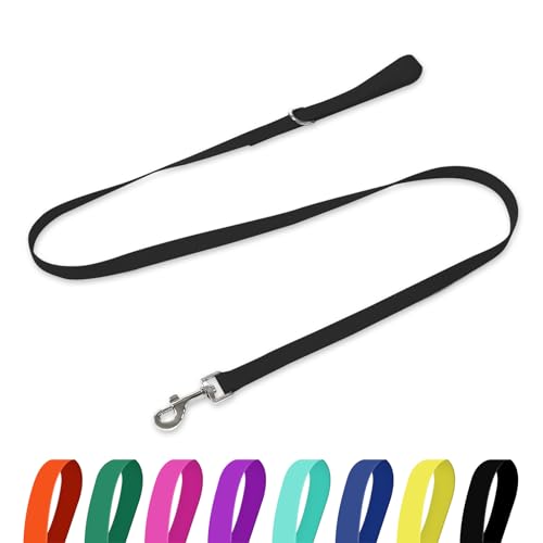 Waterproof Dog Leash, 5/6 FT Durable Odor-Proof Dog Leashes with Strong Metal Hooks Fits Small Medium or Large Dogs (Black, 6FT - 1 inch Width) - color: Black, size: 6FT - 1 inch Width