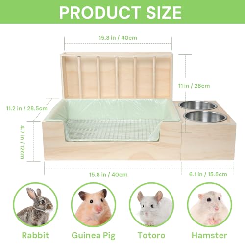 3-in-1 Steel Grids Rabbit Litter Box with Hay Feeder & Waste Collection – Bunny Toilet Training Kit, Large Plastic Potty for Rabbits, Guinea Pigs, Small Animals – Easy Clean, Durable, Odor Control