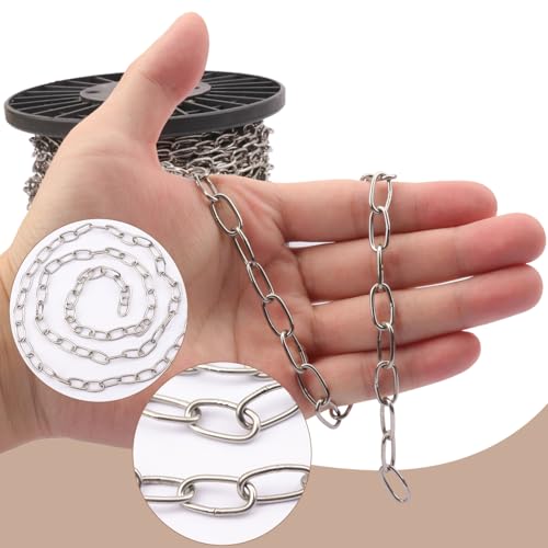 100 FT Stainless Steel Hanging Chain, 1/16" Metal Chain Roll, Jack Chain for Hanging Lightts, Plants, Signs & DIY Projects (with Spool) - size: 100 FT 1/16"