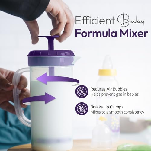 1 Quart Plastic Mixing Pitcher with Mixing Lid, BPA Free, Shatterproof Beverage Jug for Iced Tea, Lemonade, Juices, Milk – Leak-Proof, Easy Stirring, Dishwasher Safe | Purple - color: Purple, 1qt Mixing Pitcher