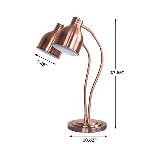 Dual Bulb Food Heat Lamp Restaurant Food Warmer Light Portable Heating Lamps (Dual Head(Copper)) - size: Dual Head(Copper)