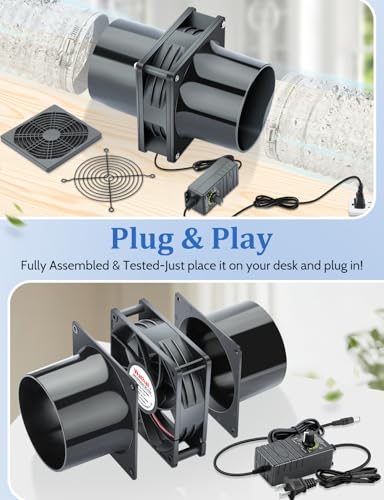 Wathai 120mm x 38mm 4 Inch Small Exhaust Fan 12V Duct Fan with Speed Control, Fume Extractor for Paint Booth, Soldering, Laser Engraving, Greenhouse Ventilation - style: 120x38mm 2 duct