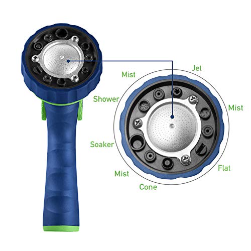 GREEN MOUNT Garden Hose Nozzle, Water Hose Spray Nozzle with Thumb Control On Off Valve for Easy Water Flow Control - color: Blue-green
