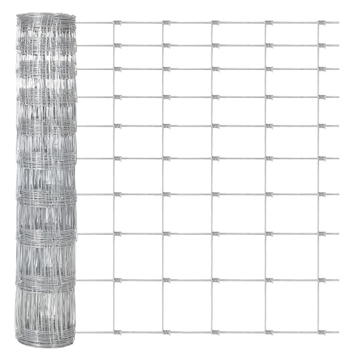 Livestock Wire Fence 4Ft x 328Ft Galvanized Wire for Livestock Deer Goat | Heavy zinc coating resists rust and wear. Ideal for field, yard. Keeps livestock, deer, goats safely enclosed. ﻿ ﻿ ﻿ - size: 4ft x 328ft