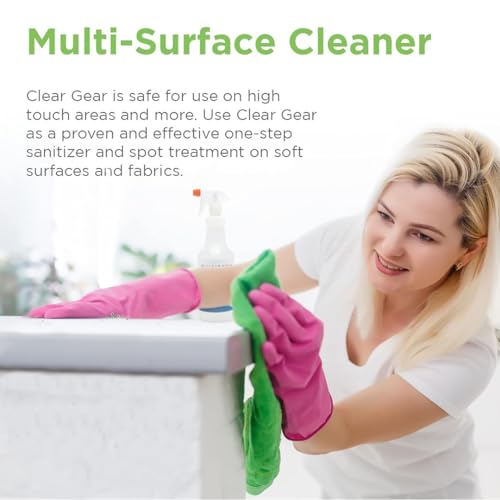 Clear Gear Disinfectant, Mat Cleaner, and Deodorizer For Surfaces 5 Gallon | Equipment, Protective Gear and Facilities, Hospital Grade Disinfectant, 5 Gallon Bulk Gym Cleaning Supplies - size: 640 Fl Oz (Pack of 1)