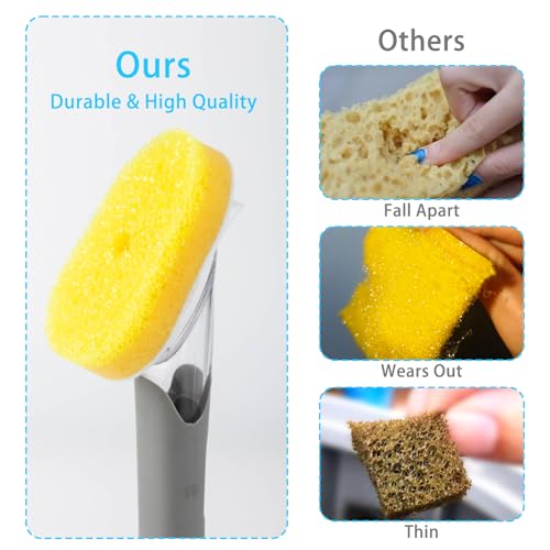 8 Packs Dish Wand Sponge Refills Compatible with Scrub Daddy - Replacement Heads, Dish Scrubber Brush for Cleaning Stuck-on Food, Sponge Replacement Heads for Kitchen Cleaning, (Only Refills)