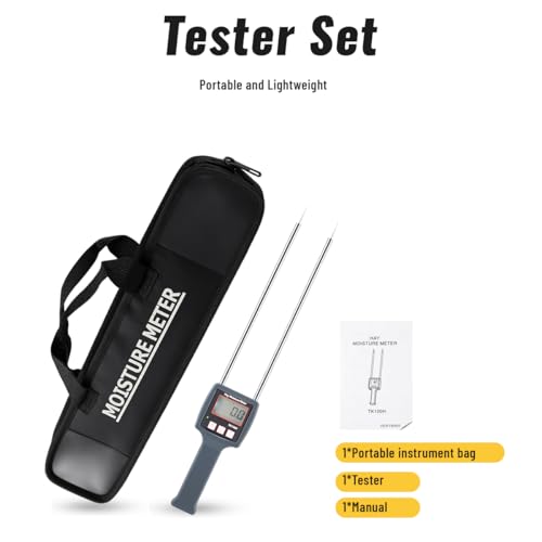 TK100H Portable Hay Moisture Meter with Probe, Accurate and Fast Tester for Forage Grass, Alfalfa, Cereal Straw, and Hay Bales to Monitor Hydration Levels