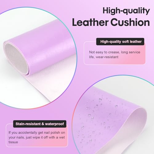 Arm Rest for Nails Tech with Table Mat for Salons and Home Manicures, Soft Microfiber Leather Nail Hand Rest for Relaxing Arms, Non-slip Height Hand Pillow Cushion Nail Salon Manicure (Purple)
