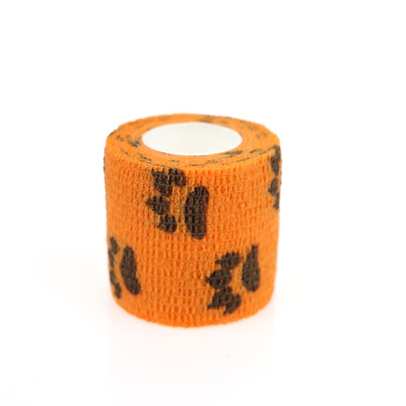 Self Adhesive Bandage Wrap Animal Cohesive Bandage Self Adherent Wrap First Aid Tape for Dogs Cats Horses Birds & Wrist Healing Ankle Sprain (2 Inch Mixed Cat Paw 6 Rolls) - color: 2 Inch Mixed Cat Paw 6 Rolls
