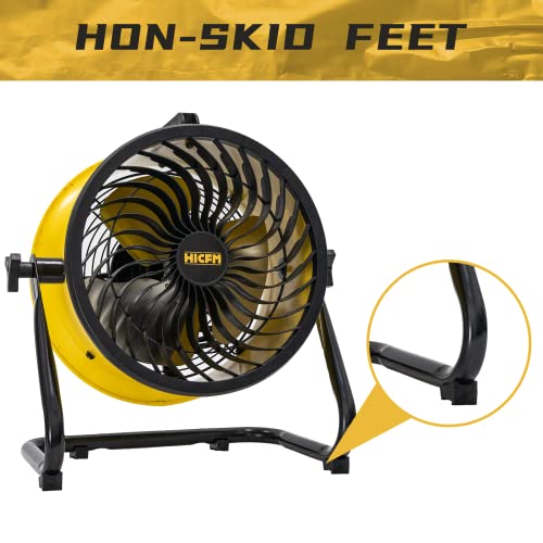HiCFM 10" High-velocity Drum Air Circulator Fan 1000 CFM Large Airflow Turbo Shop Floor Fan with 360-degree Pivoting Head, 3-speed 1/12 HP Motor - style: 10" Turbo Floor Fan