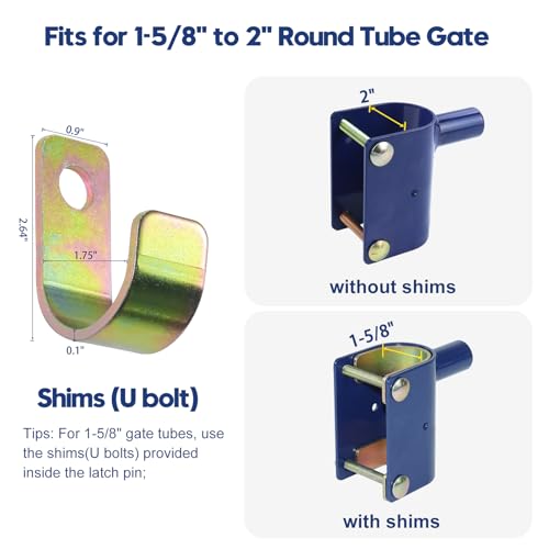 2 Way Farm Gate Latch for Gate with 1-5/8 to 2" Tubes, 2 Pack Blue | 4.1"x7.8" Two Way Gate Latch, Farm Gate Latch for Metal Tube Gates, Used as Livestock Gate Latch (Horse Cattle) - color: 2x S16100300