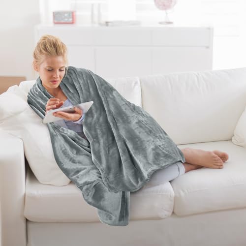 Utopia Bedding Soft Fleece Bed Blanket Throw Size Ash Grey (50x60 Inch) | Microfiber Plush Warm Lightweight Breathable Cozy Blanket Anti-Static, All Season Use, Gift for Women and Men - color: Ash Grey, size: Throw (50x60 Inch)
