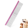 HOP Purple Large Pet Stainless Steel Comb for Dogs&Cats 7.44in/18.9cm | 2-in-1 Fine&Wide Tooth,Dematting Com for Dogs&Cats,Flea Comb,Pet Grooming Tool,Remove Loose Hair Knots Tangles Dirt