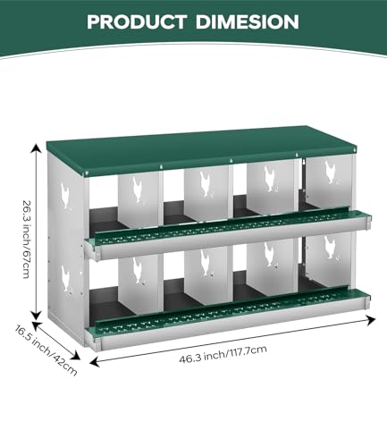 Garvee Chicken Nesting Box, 8 Compartment Metal Nesting Box | Wall Mount Chicken Nesting Boxes for Laying Eggs,Easy Egg Collection,8 Room Nest Boxes for Chickens - color: Red, size: Green 8 Compartment