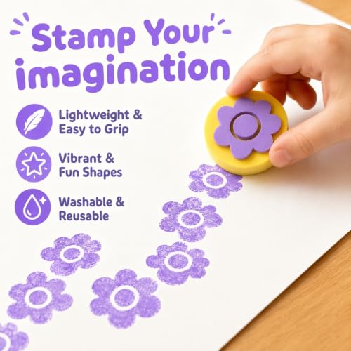 SEWACC 6pcs Eva Painting Sponges Colorful Flower Shapes Foam Sponge Stampers for Kids Teens Adults DIY Painting Drawing Crafts Supplies