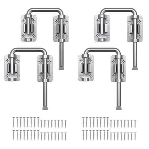 Sliding Door Loop Lock, 2-3/8 Inch Door Latch Lock, Silver,4PC | Patio Sliding Door Latch, 7mm Solid Stainless Steel, Door Lock for Barn, Screen, Fence, Garden, Shed, Multi Angle Fit - color: Silver-4PCS