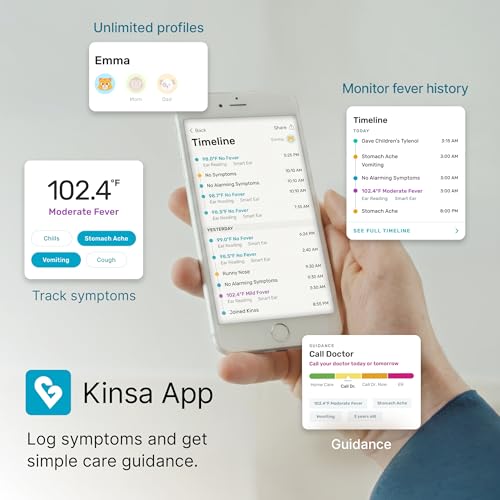 Kinsa Smart,Fever, Digital Medical Baby, Kid and Adult Termometro - Accurate, Fast, FDA Cleared Thermometer for Oral, Armpit or Rectal Temperature Reading - QuickCare | Fast, accurate, FDA-cleared medical termometro for babies, kids and adults