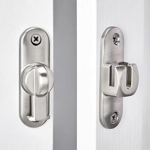 Silvery 90/180 Degree Barn Door Latches,Flip Gate Lock | Zinc Alloy Flip Gate Latches,Right Angle Door Lock,for bedroom,garage,sliding door,window,cabinet,drawer,pet enclosures - color: Silvery