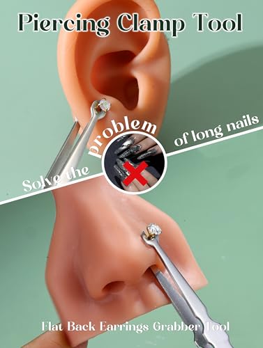 Piercing Ball Grabber Tool, 14-20G Taper for Changing Jewelry | Surgical Steel Flat Back Earrings Threader Tool Insertion Pin, Body Piercing Kit for Ear Rook Conch Nose Lip Jewelry Removal - style: Piercing Clamp