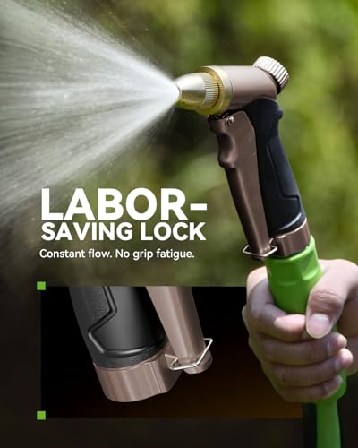 RAINPOINT Garden Hose Nozzle, 100% Heavy Duty Metal Hose Sprayer, High Pressure Water Hose Nozzle with Adjustable Spray Patterns and Flow Control for Watering Plants, Car Washing, Pet Washing, Brown - color: Brown
