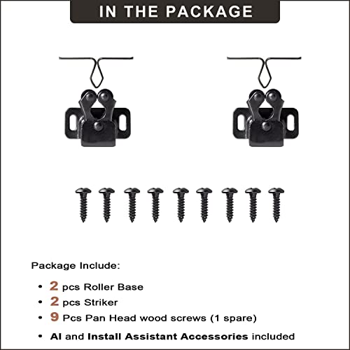 Keenkee Cabinet Latch Double Roller Catch, Black Nickel, 2 PCS | Hardware for Cupboard Closet Cabinet Door Latches and Catches - color: BlackNickel 2ps