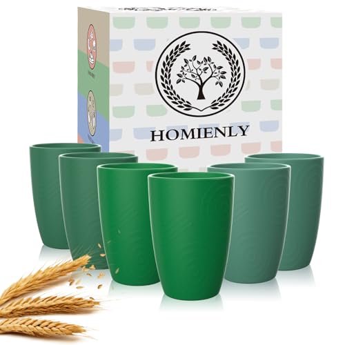 Homienly Cups for Drinking 12oz Daily Use Cups Dishwasher Safe Plastic Cups Alternative Stackable and Lightweight Reusable cups for Family Use-Forest Series - color: Green Series, size: 12 Ounces