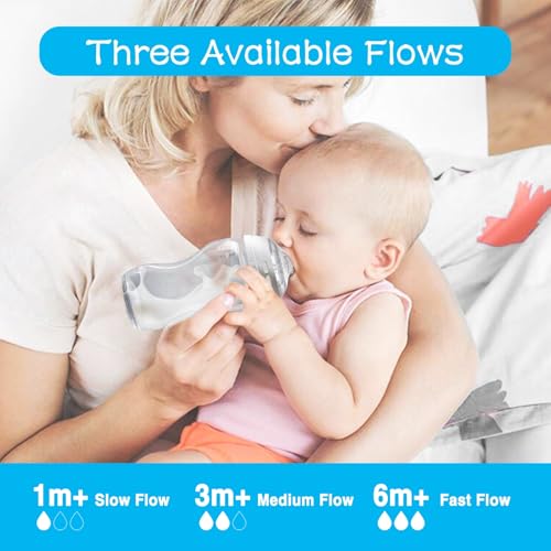 4-Count Silicone Nipples for Tommee Tippee Natural, Fast Flow, 6m+ | for Natural Start Anti-Colic Bottles & Advanced Anti-Colic Bottles & Close to Natural Bottless and NUK Simply Natura Bottle - size: Fast Flow