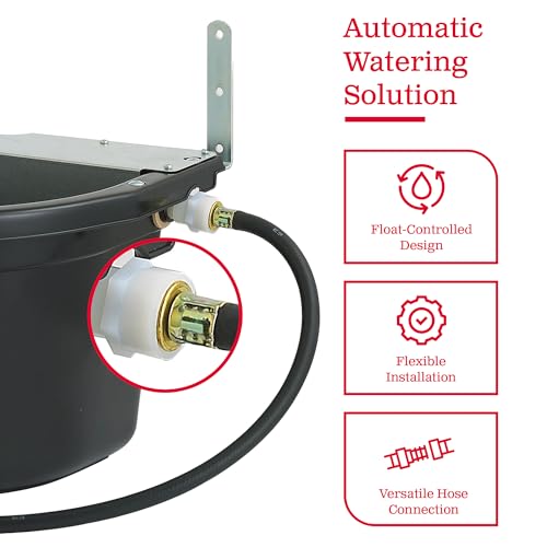 Little Giant FW16MTLBLACK 4 Gallon Capacity Automatic Float Controlled Waterer Animal Horse & Cattle Livestock Water Trough, Black (3 Pack)